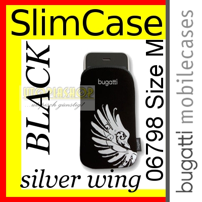 bugatti Slim Case 06798 silver wing Tasche Size M Handytasche Schutzhülle Handy Schutz Etui Tasche Hülle