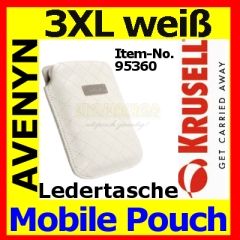 Krusell Designer Universal Ledertasche Avenyn 95360 Größe 3XL weiß white blanc Innenabmessung 133x71x10 mm Mobile Pouch Tasche Etui Case