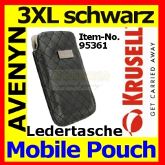 Krusell Designer Universal Ledertasche Avenyn 95361 Größe 3XL schwarz black noir Innenabmessung 133x71x10 mm Mobile Pouch Tasche Etui Case