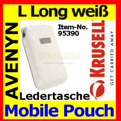 Krusell Designer Universal Ledertasche Avenyn 95390 Größe L Long weiß white blanc Innenabmessung 124x59x10 mm Mobile Pouch Tasche Etui Case