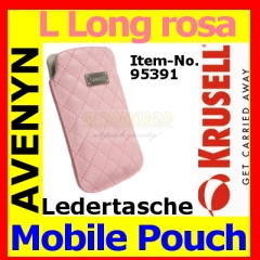 Krusell Designer Universal Ledertasche Avenyn 95391 Größe L Long rosa pink rose Innenabmessung 124x59x10 mm Mobile Pouch Tasche Etui Case