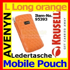 Krusell Designer Universal Ledertasche Avenyn 95393 Größe L Long orange Innenabmessung 124x59x10 mm Mobile Pouch Tasche Etui Case
