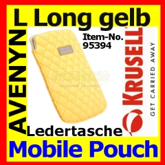 Krusell Designer Universal Ledertasche Avenyn 95394 Größe L Long gelb yellow jaune Innenabmessung 124x59x10 mm Mobile Pouch Tasche Etui Case